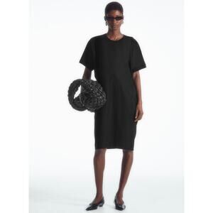 COS Black Batwing Sleeve T-Shirt Dress Size XS Minimalist Shift Midi EUC